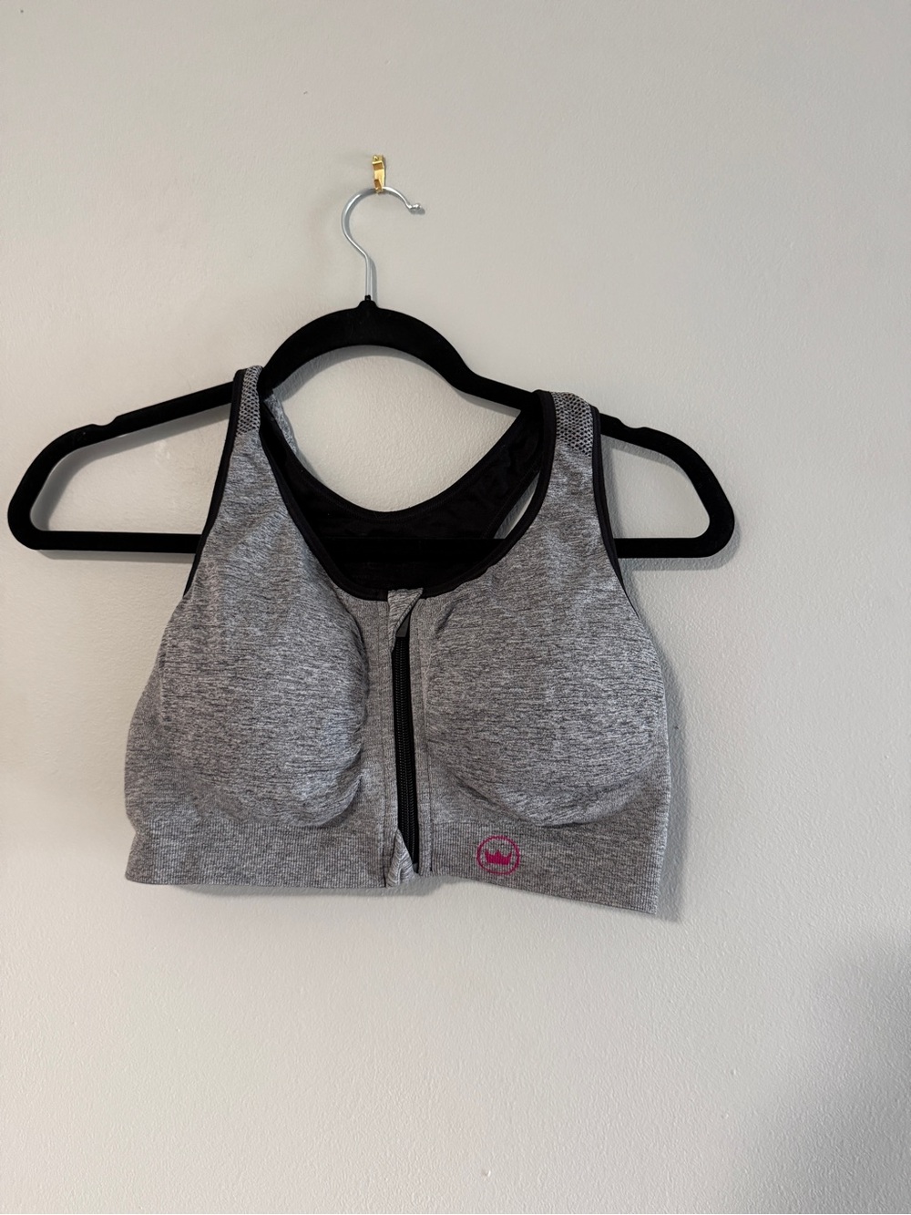 Front-Zip Gray Sports Bra - Women's Supportive Activewear